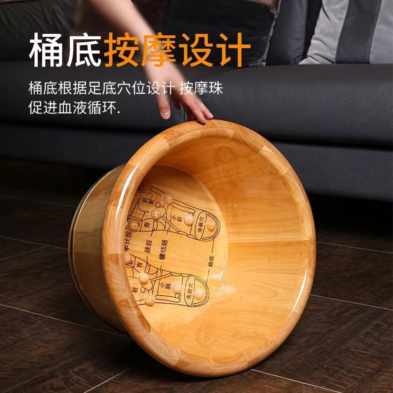 Cedar Wood Foot Soaking Bucket - Spa Massager 评论和价格