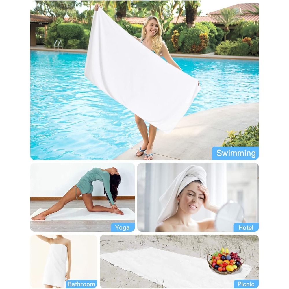 1pc Beach Towel Pure White Tow - Spa Towel 评论和价格